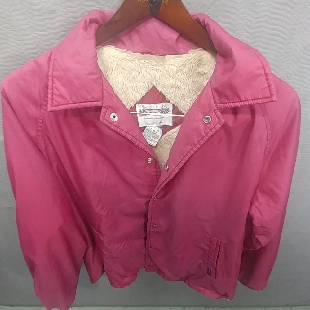 Windbreaker mens XL red thick fleece lined jacket